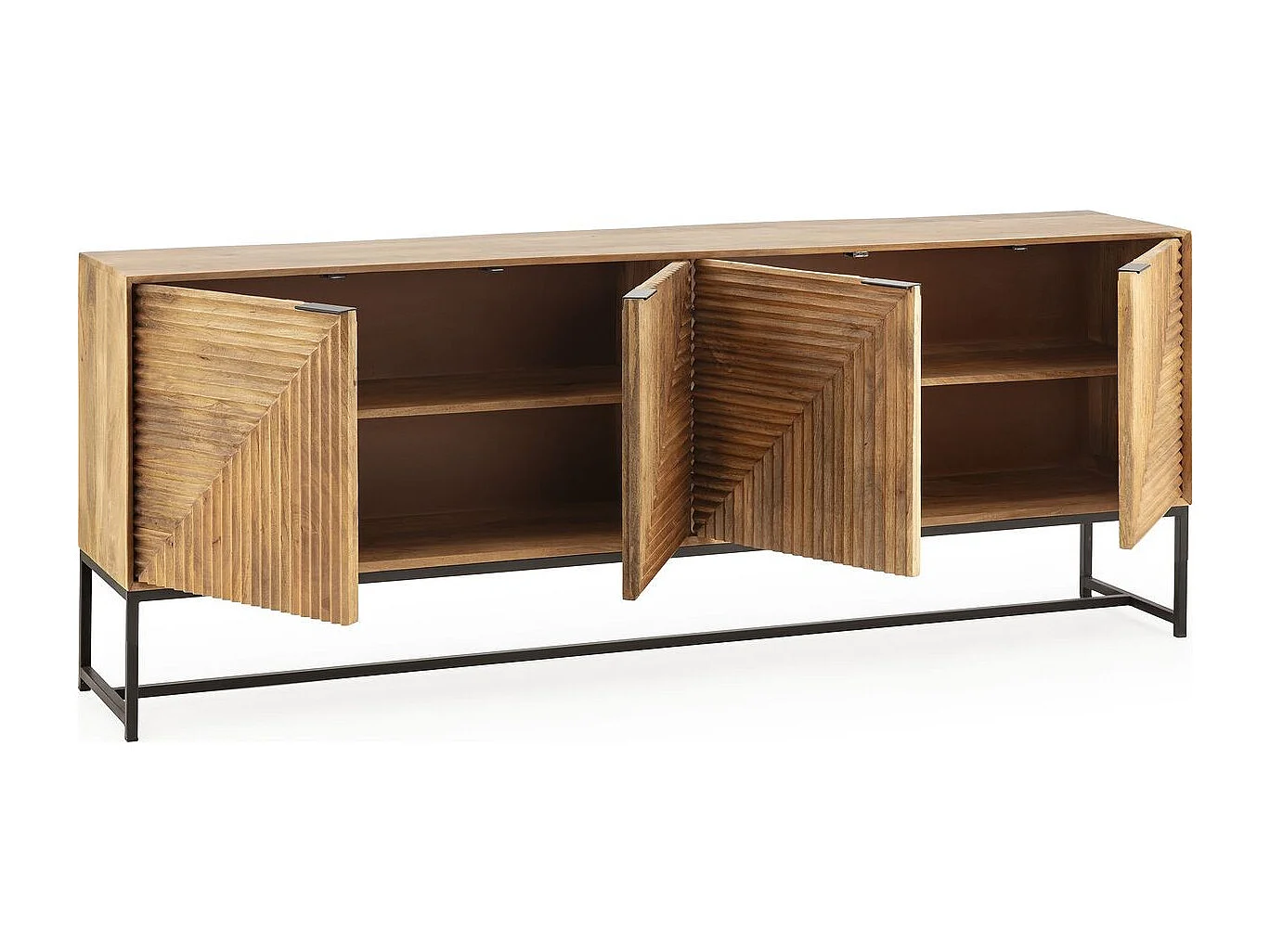 Buffet 4 portes en bois de manguier sculpté 210 cm - Tao