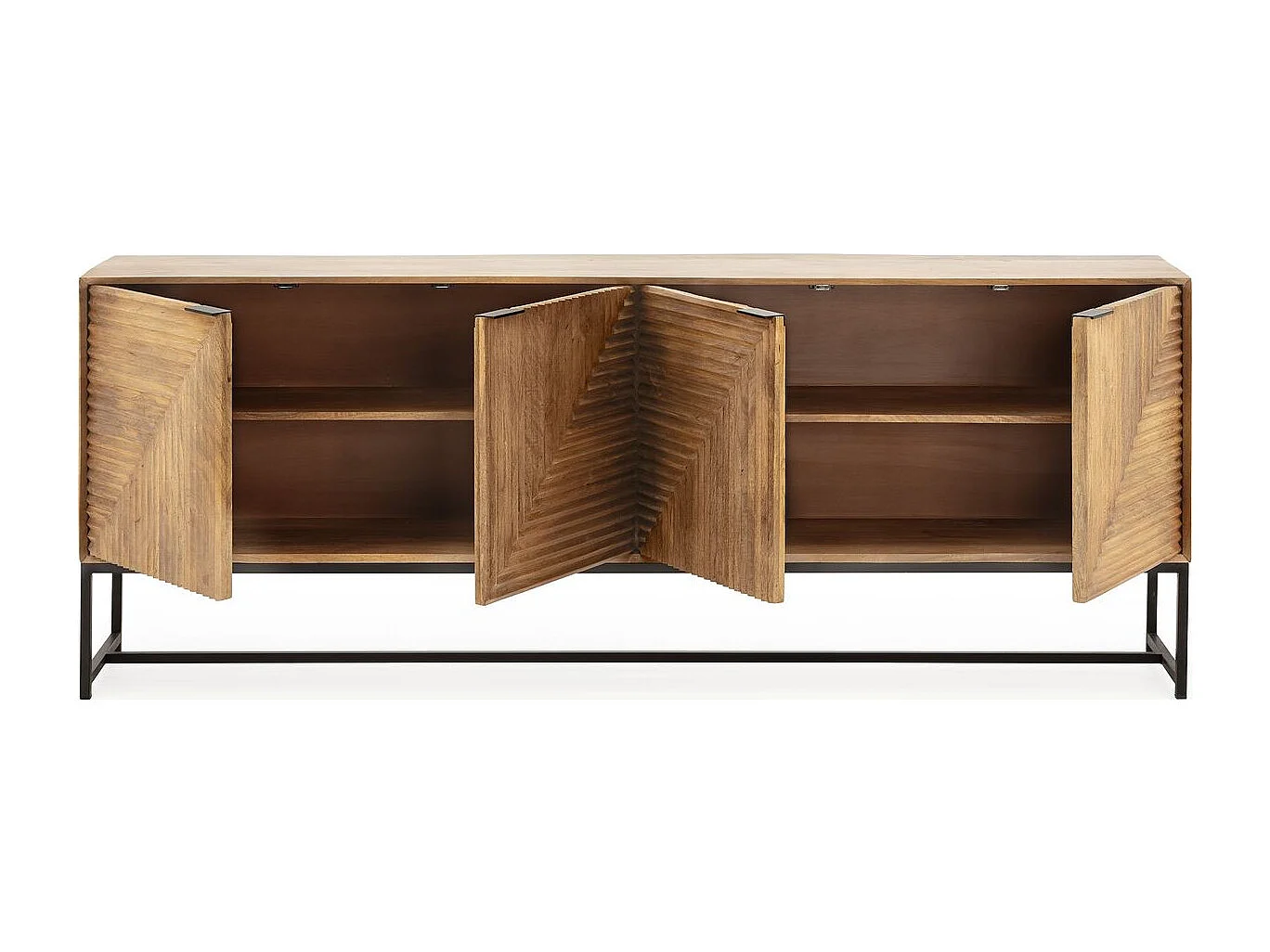 Buffet 4 portes en bois de manguier sculpté 210 cm - Tao