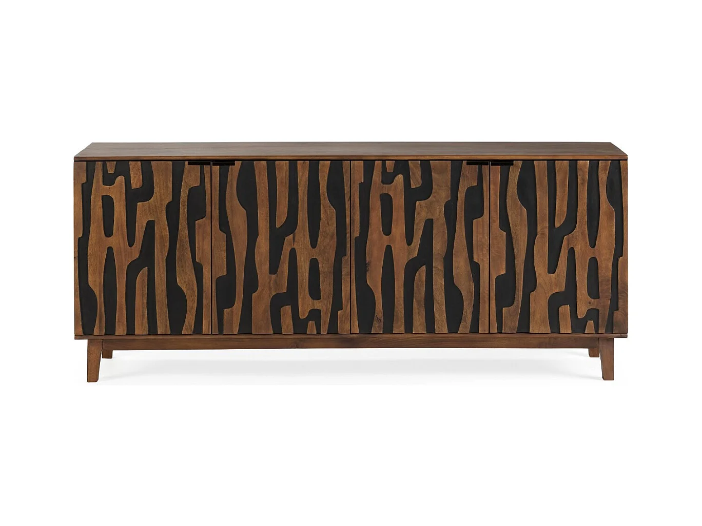 Buffet 4 portes en bois de manguier sculpté 190 cm - Vesper