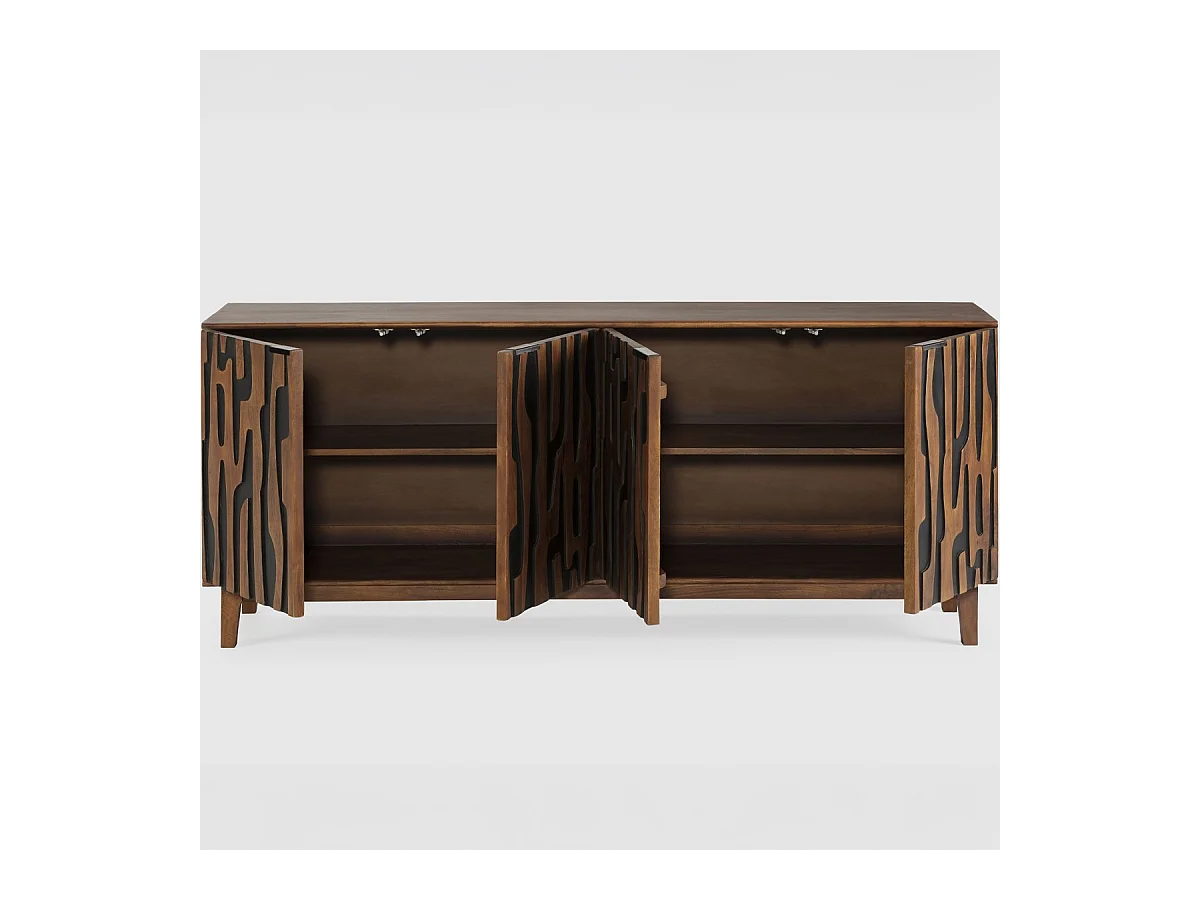 Buffet 4 portes en bois de manguier sculpté 190 cm - Vesper