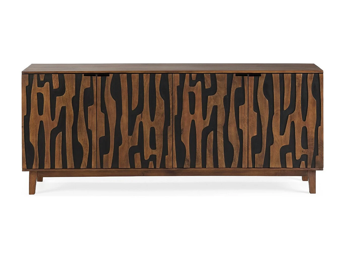Buffet 4 portes en bois de manguier sculpté 190 cm - Vesper