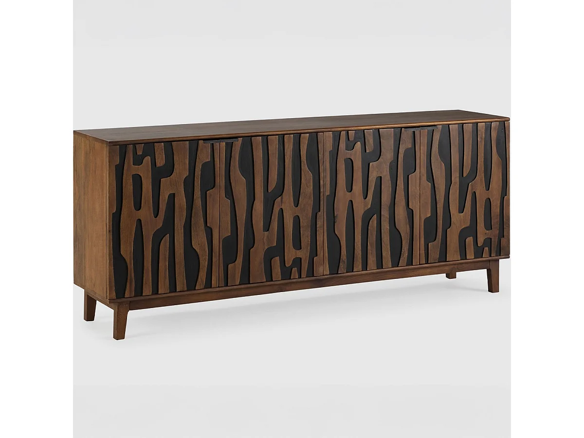 Buffet 4 portes en bois de manguier sculpté 190 cm - Vesper