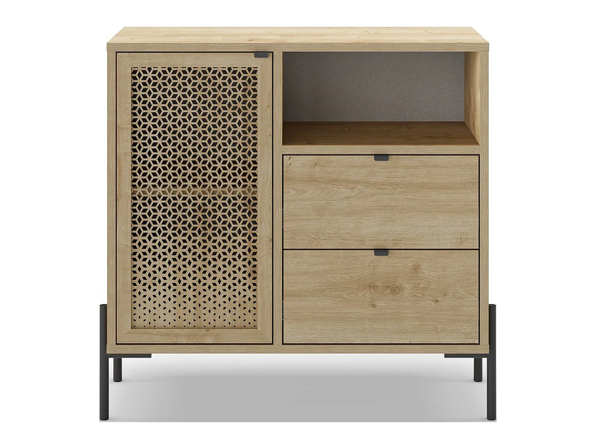 Buffet 1 porte 2 tiroirs effet chêne 84 cm - Corto