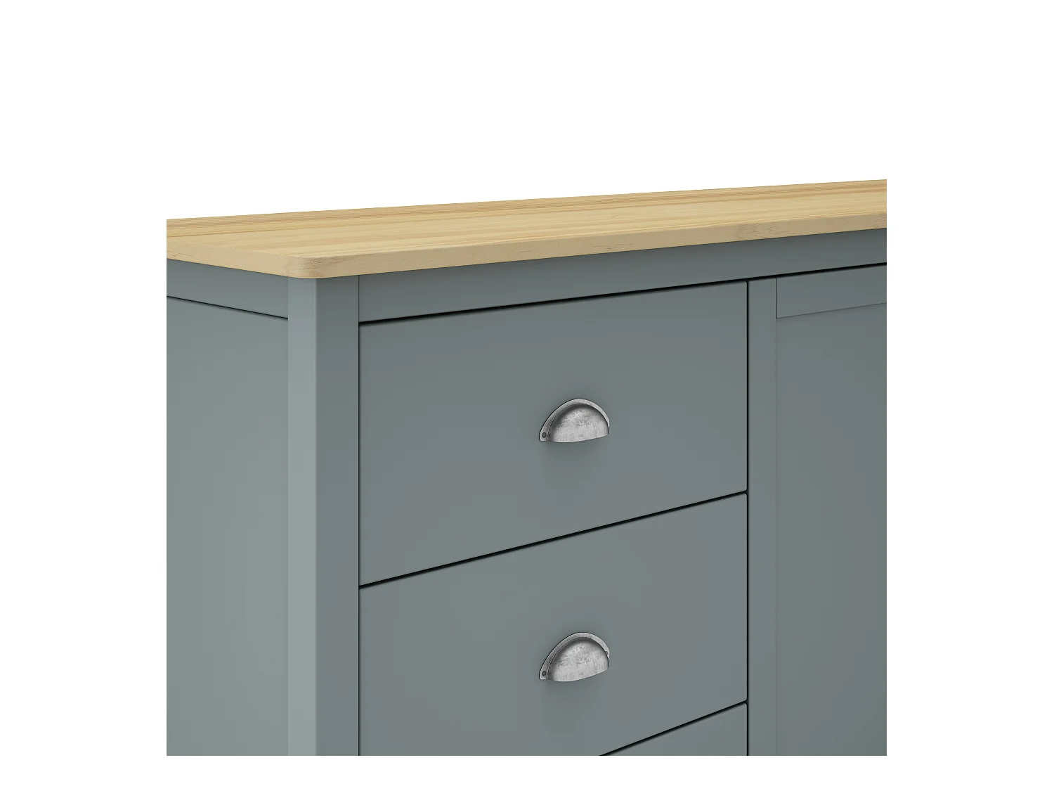 Buffet 2 portes 3 tiroirs en bois massif vert kaki 150 cm- Macha