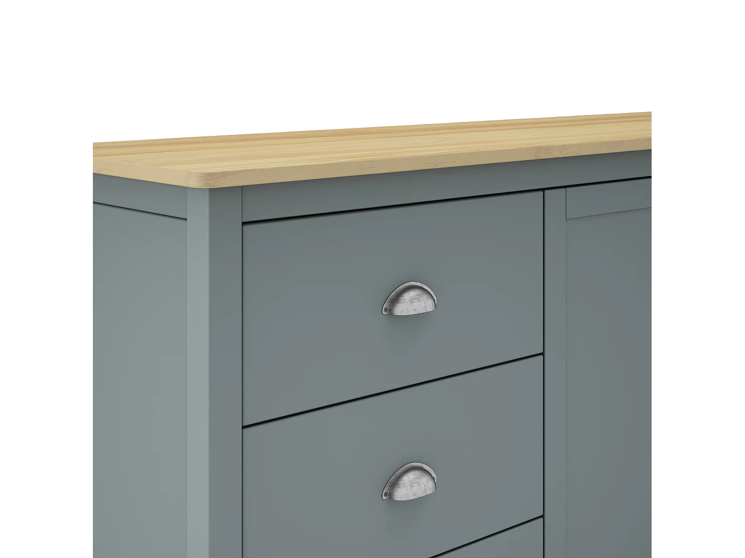 Buffet 2 portes 3 tiroirs en bois massif vert kaki 150 cm- Macha