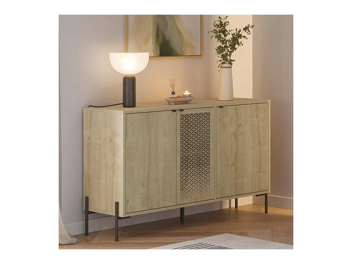 Buffet 3 portes effet chêne 125 cm - Corto