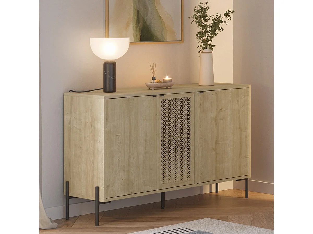 Buffet 3 portes effet chêne 125 cm - Corto