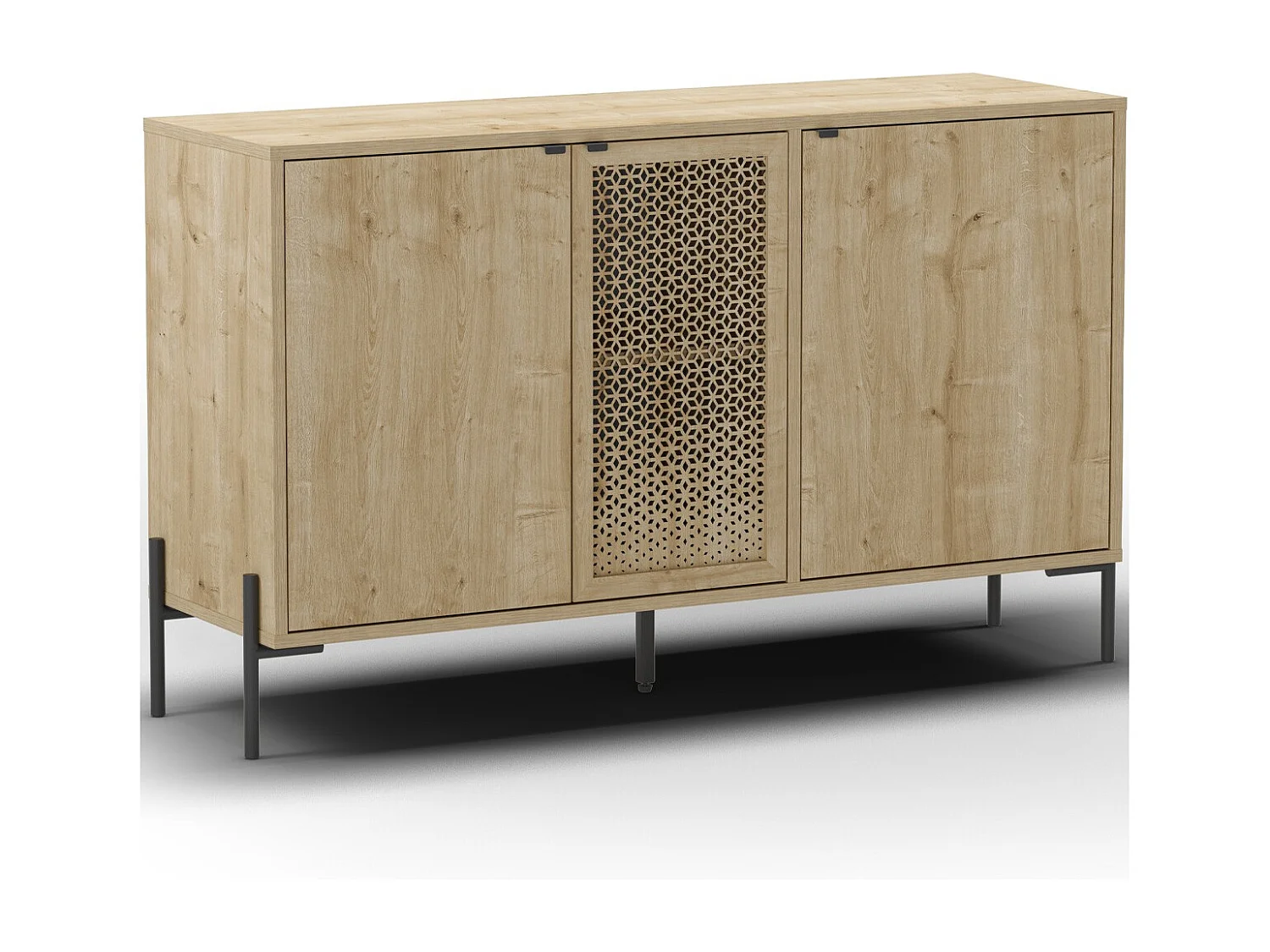 Buffet 3 portes effet chêne 125 cm - Corto