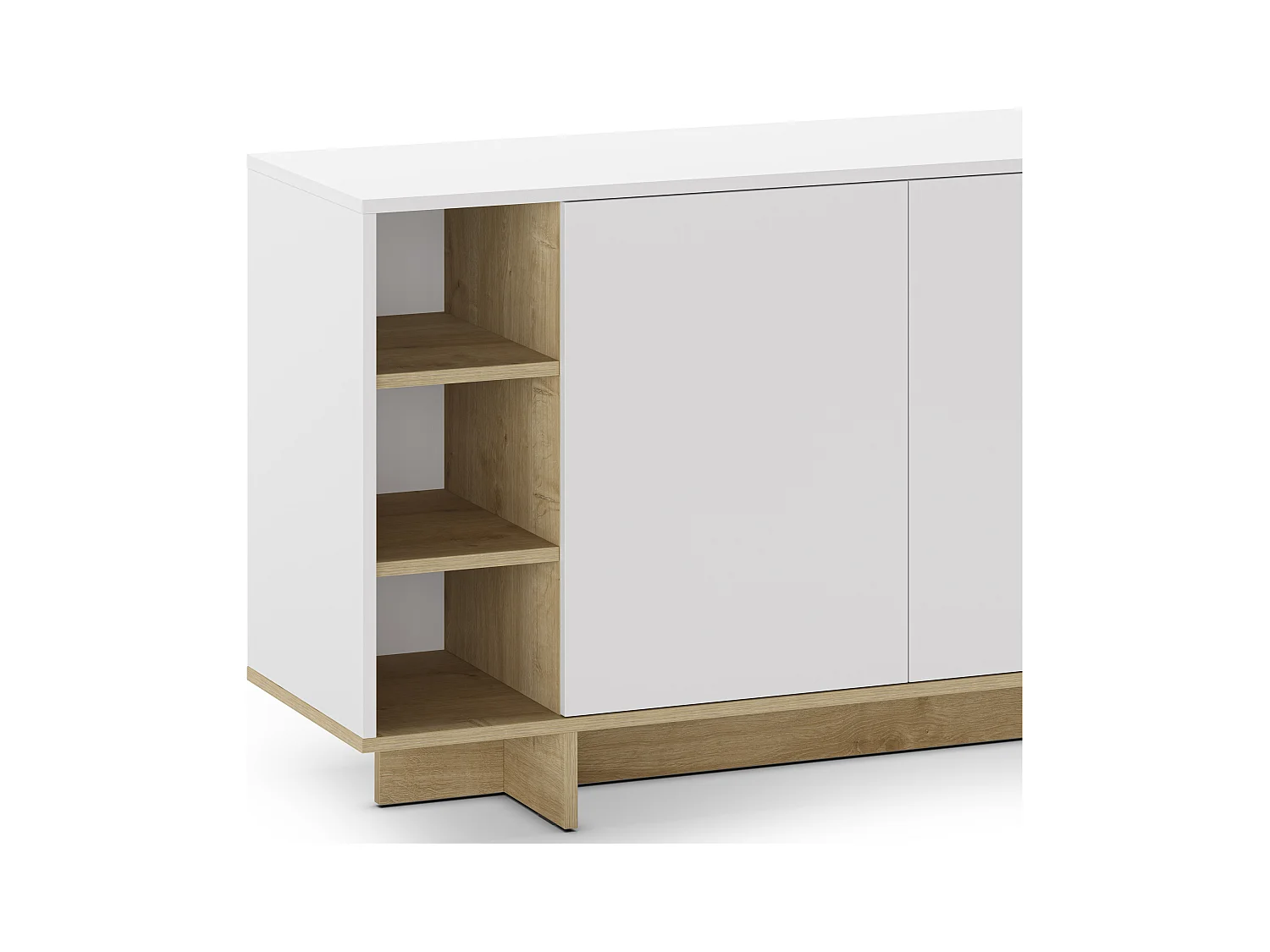 Buffet 3 portes blanc et décor chêne 170 cm - Alicia