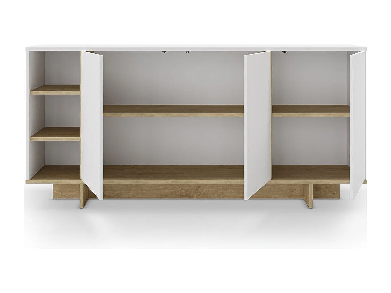 Buffet 3 portes blanc et décor chêne 170 cm - Alicia