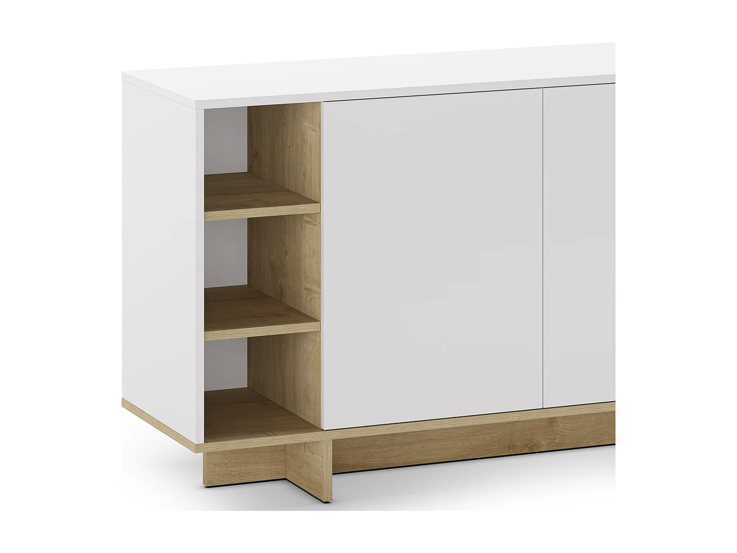 Buffet 3 portes blanc et décor chêne 170 cm - Alicia