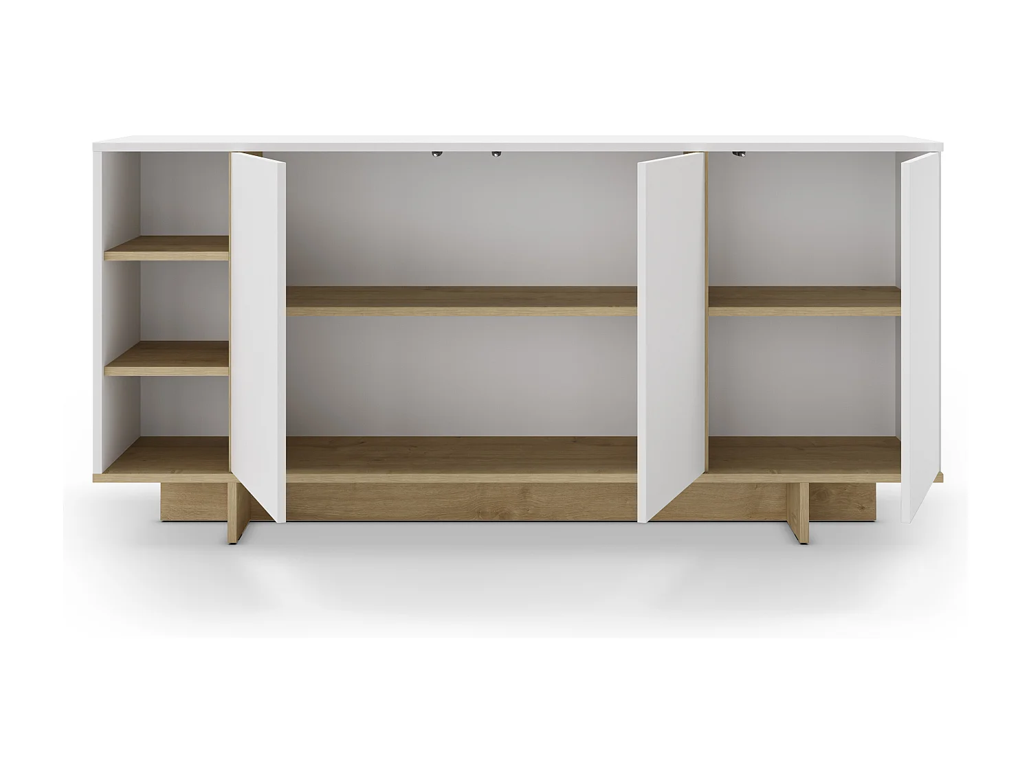 Buffet 3 portes blanc et décor chêne 170 cm - Alicia