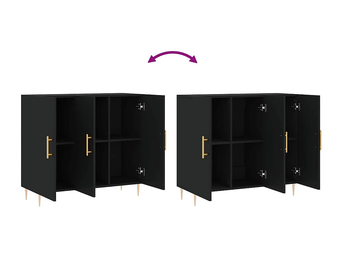 Sideboard Schwarz 90x34x80 cm Holzwerkstoff