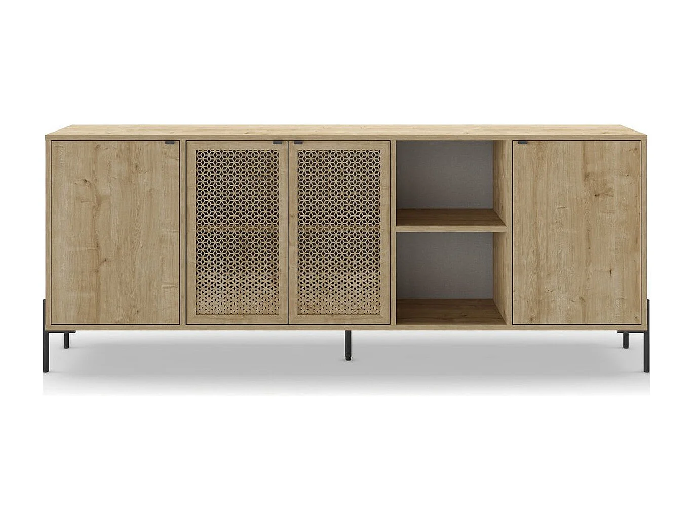 Buffet 4 portes effet chêne 200 cm - Corto