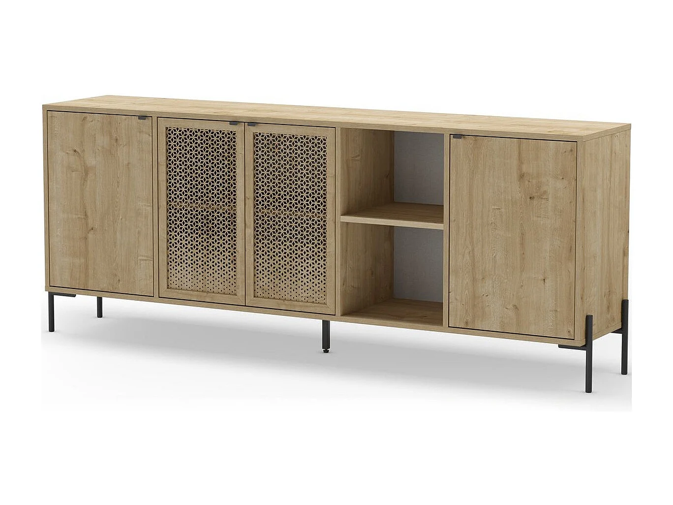 Buffet 4 portes effet chêne 200 cm - Corto