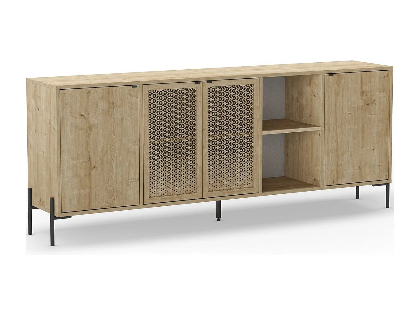 Buffet 4 portes effet chêne 200 cm - Corto