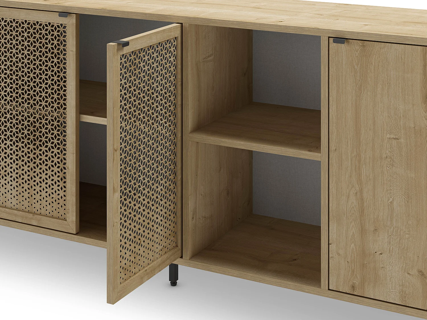 Buffet 4 portes effet chêne 200 cm - Corto