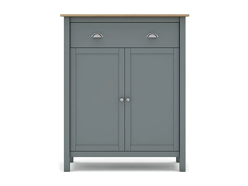 Buffet 2 portes 1 tiroir en bois massif vert kaki 90 cm - Macha