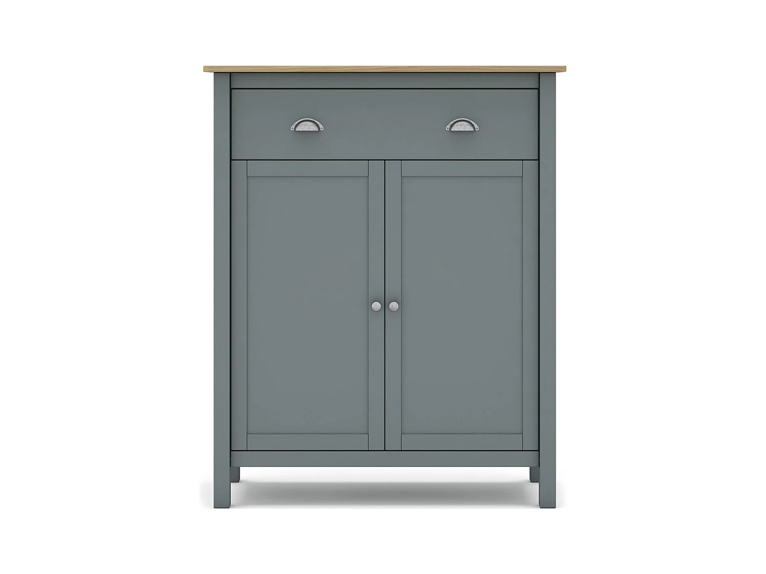 Buffet 2 portes 1 tiroir en bois massif vert kaki 90 cm - Macha