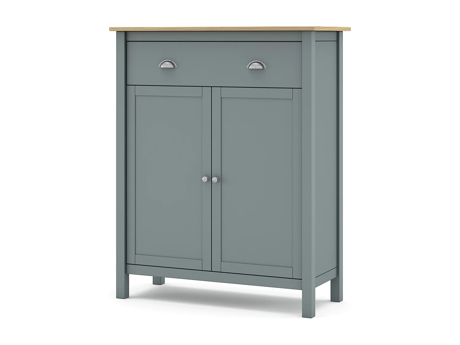 Buffet 2 portes 1 tiroir en bois massif vert kaki 90 cm - Macha