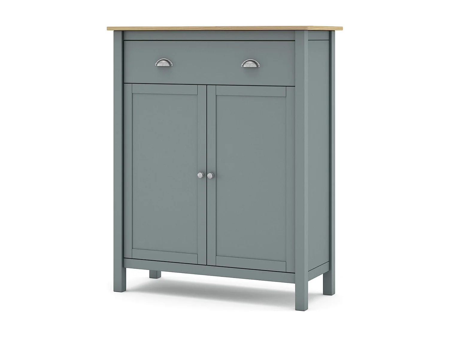 Buffet 2 portes 1 tiroir en bois massif vert kaki 90 cm - Macha