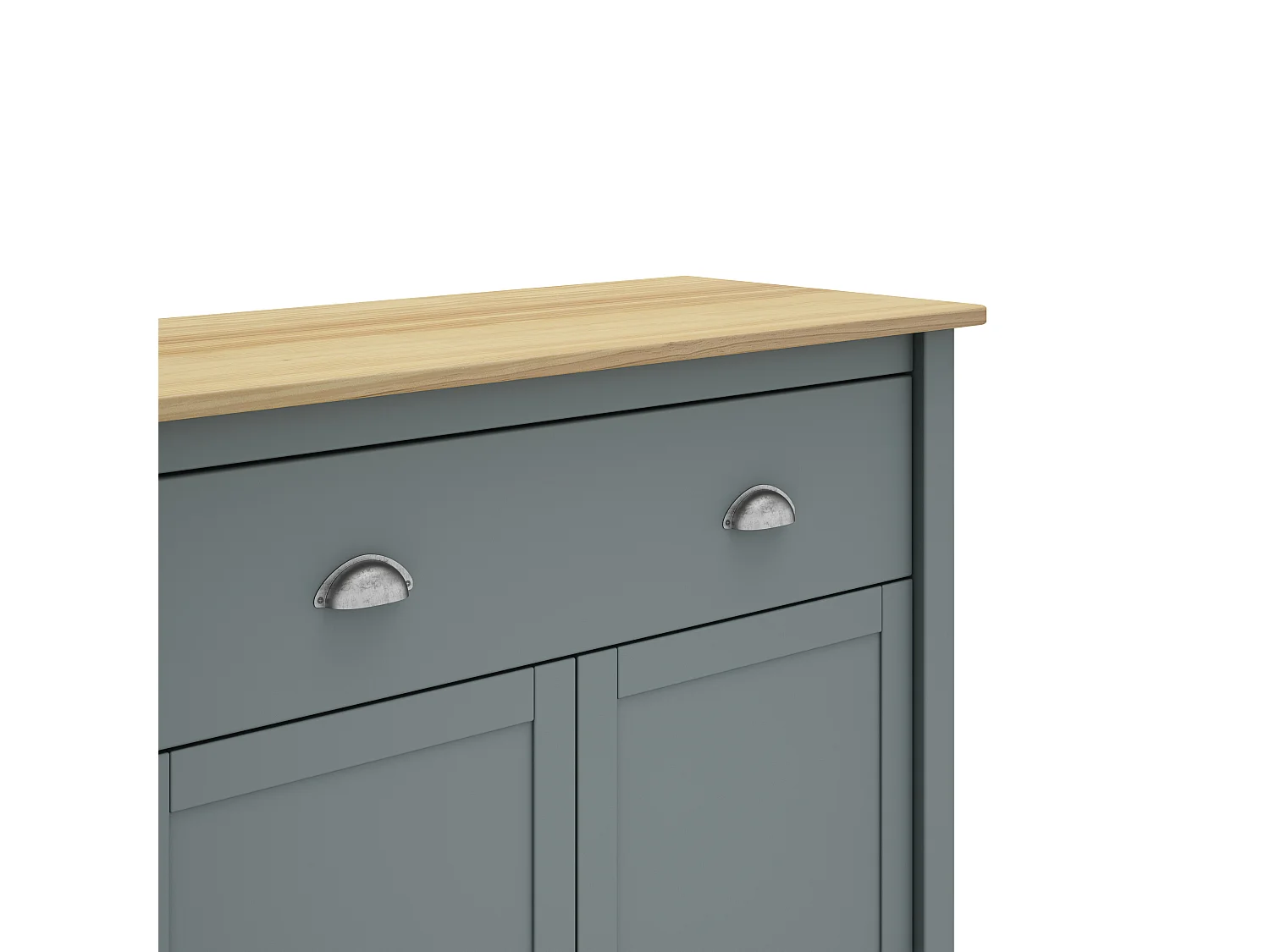 Buffet 2 portes 1 tiroir en bois massif vert kaki 90 cm - Macha