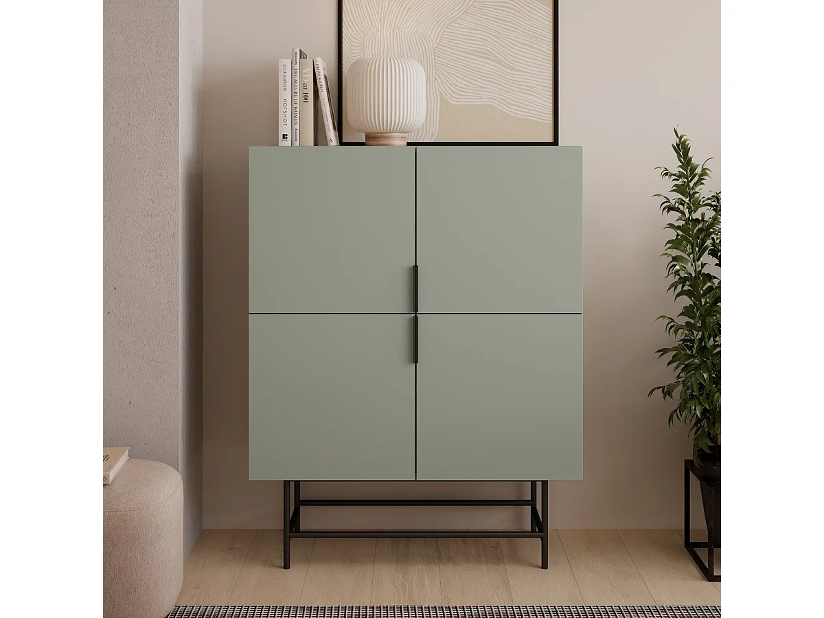 Buffet 4 portes vert 100 cm - Clea