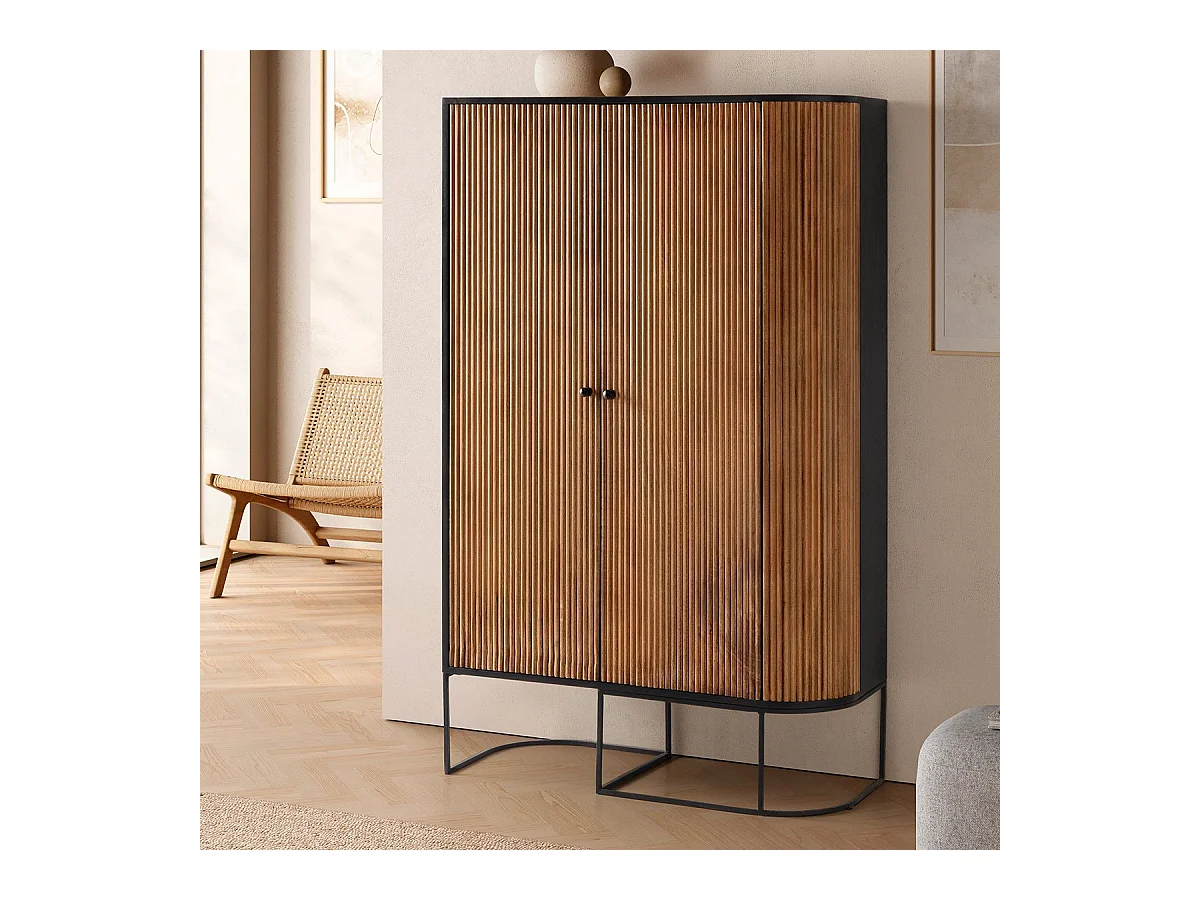 Buffet haut 2 portes en bois de manguier 100 cm - Cyrus
