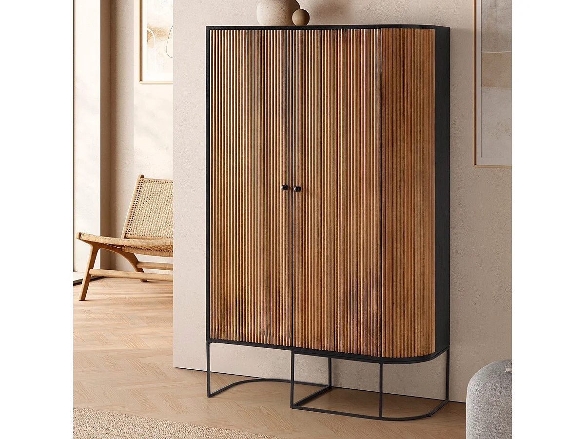 Buffet haut 2 portes en bois de manguier 100 cm - Cyrus