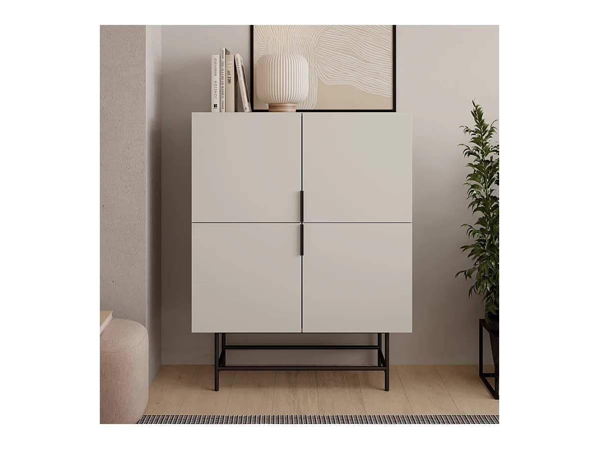 Buffet 4 portes beige 100 cm - Clea