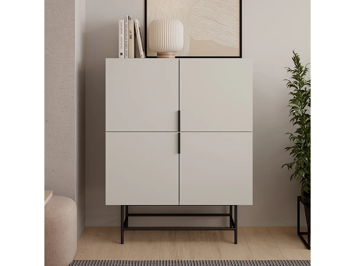 Buffet 4 portes beige 100 cm - Clea