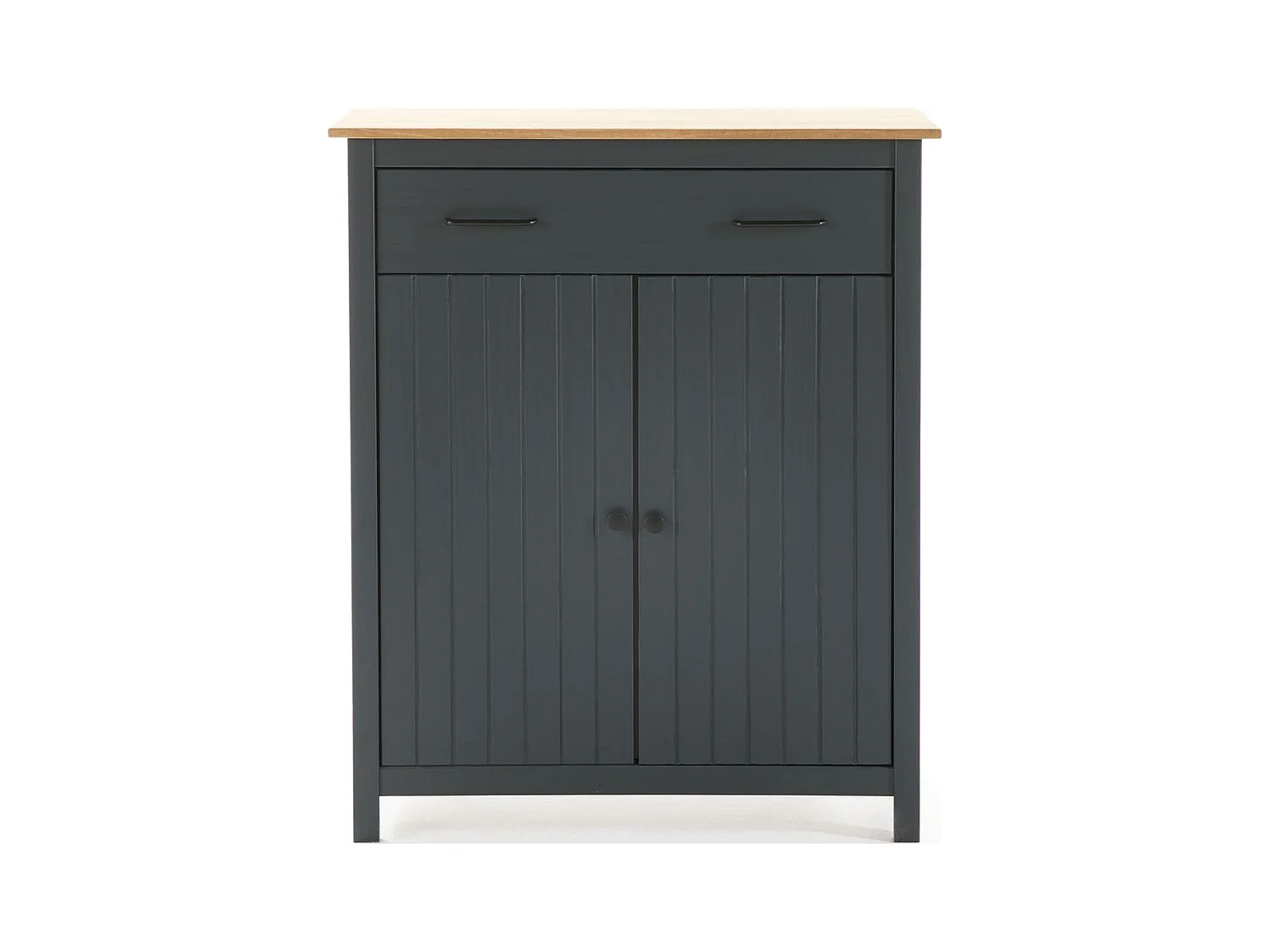 Buffet 2 portes 1 tiroir en bois massif bleu 90 cm - Ida