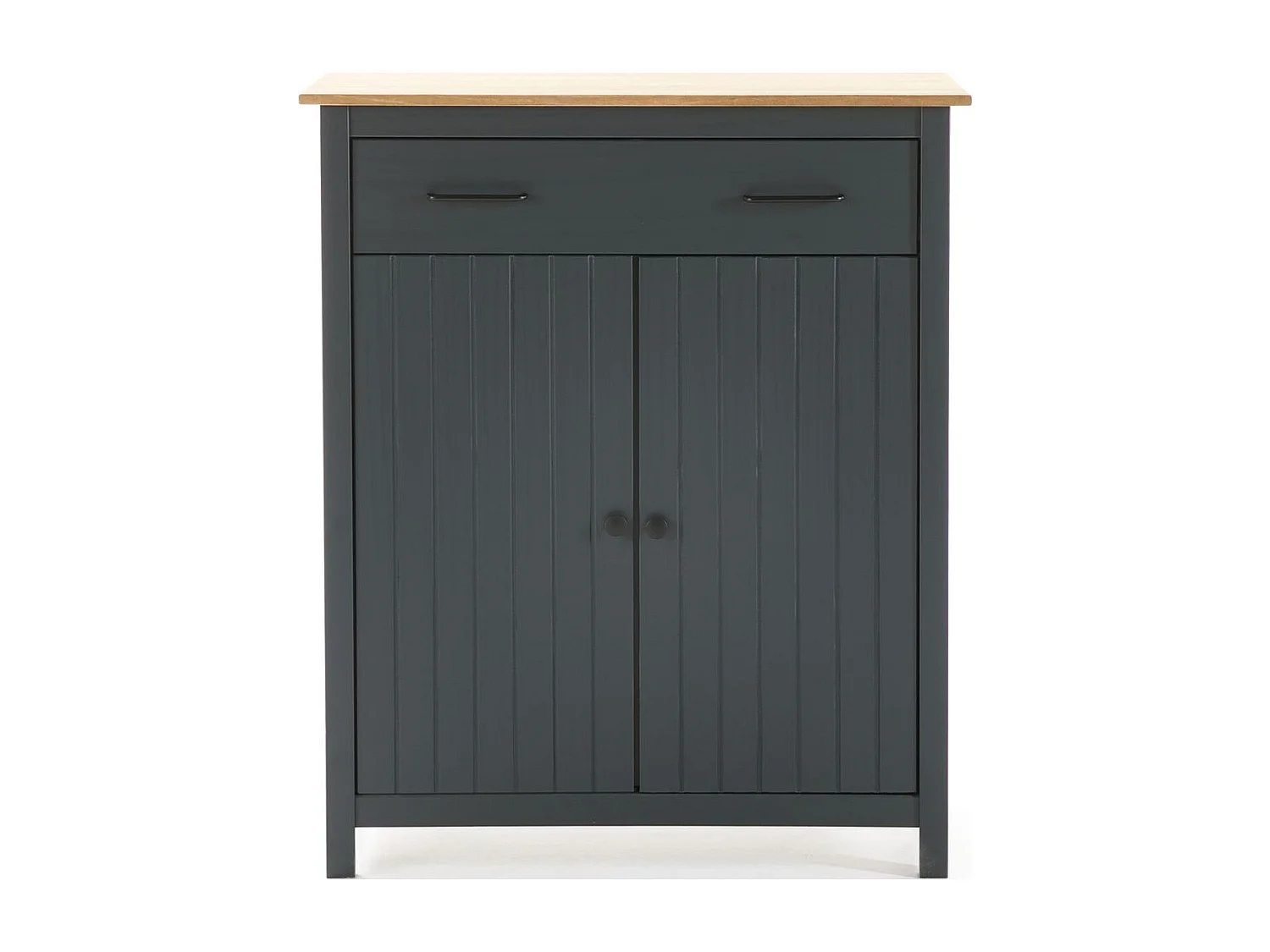Buffet 2 portes 1 tiroir en bois massif bleu 90 cm - Ida