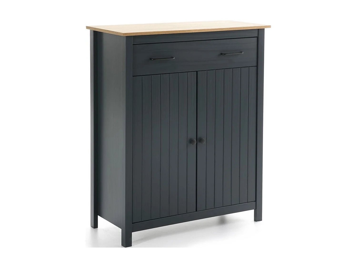 Buffet 2 portes 1 tiroir en bois massif bleu 90 cm - Ida