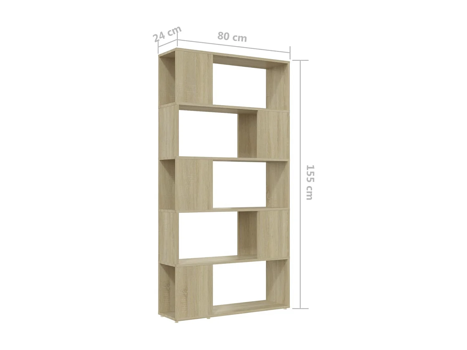 Bücherregal Raumteiler Sonoma-Eiche 80x24x155 cm Holzwerkstoff