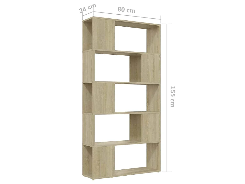 Bibliothèque de séparation Chêne sonoma 80x24x155 cm