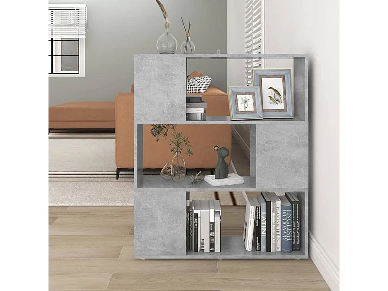 Bücherregal Raumteiler Betongrau 80x24x94 cm Holzwerkstoff