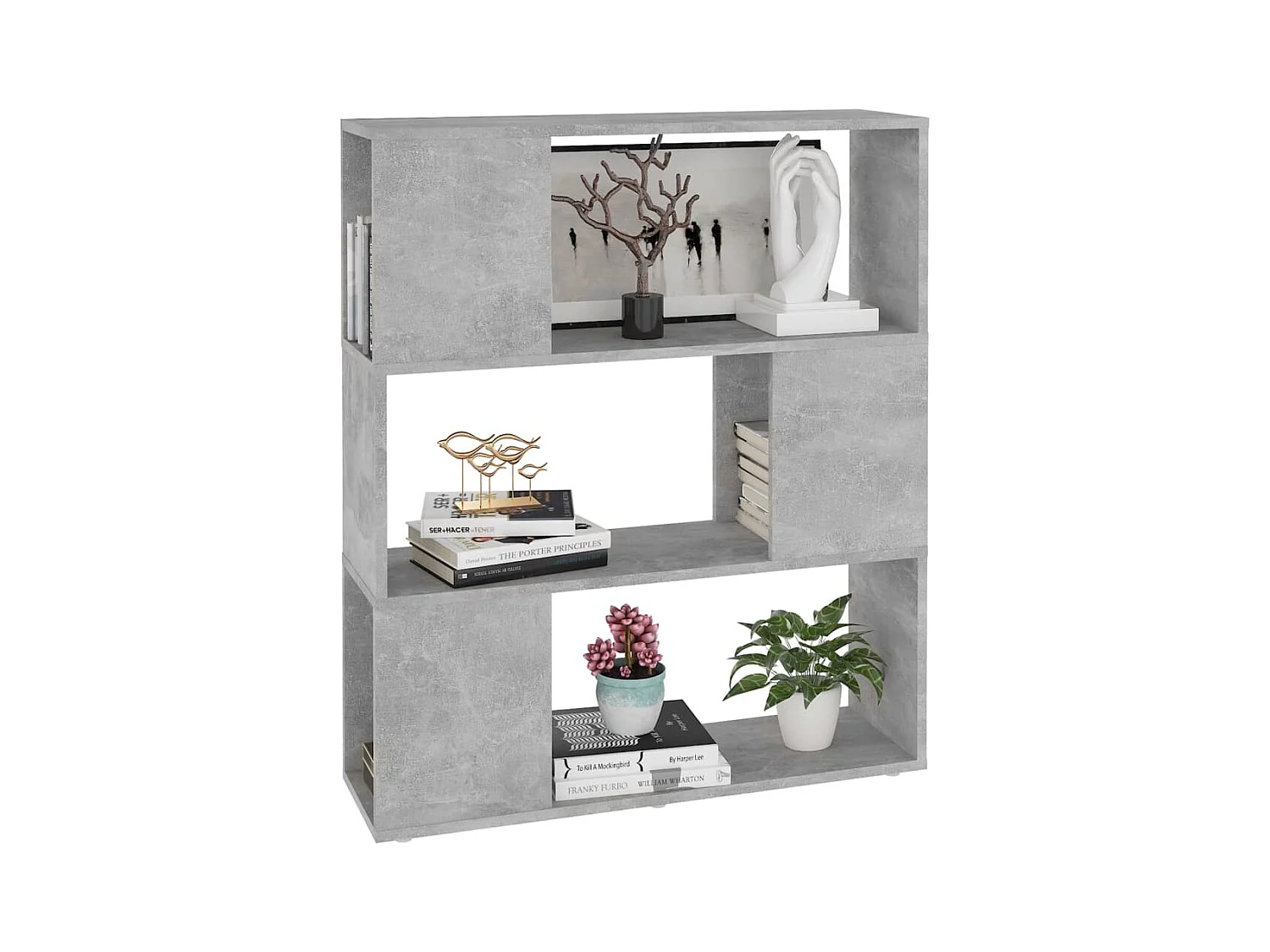 Bibliothèque/Séparateur de pièce Gris béton 80x24x94 cm