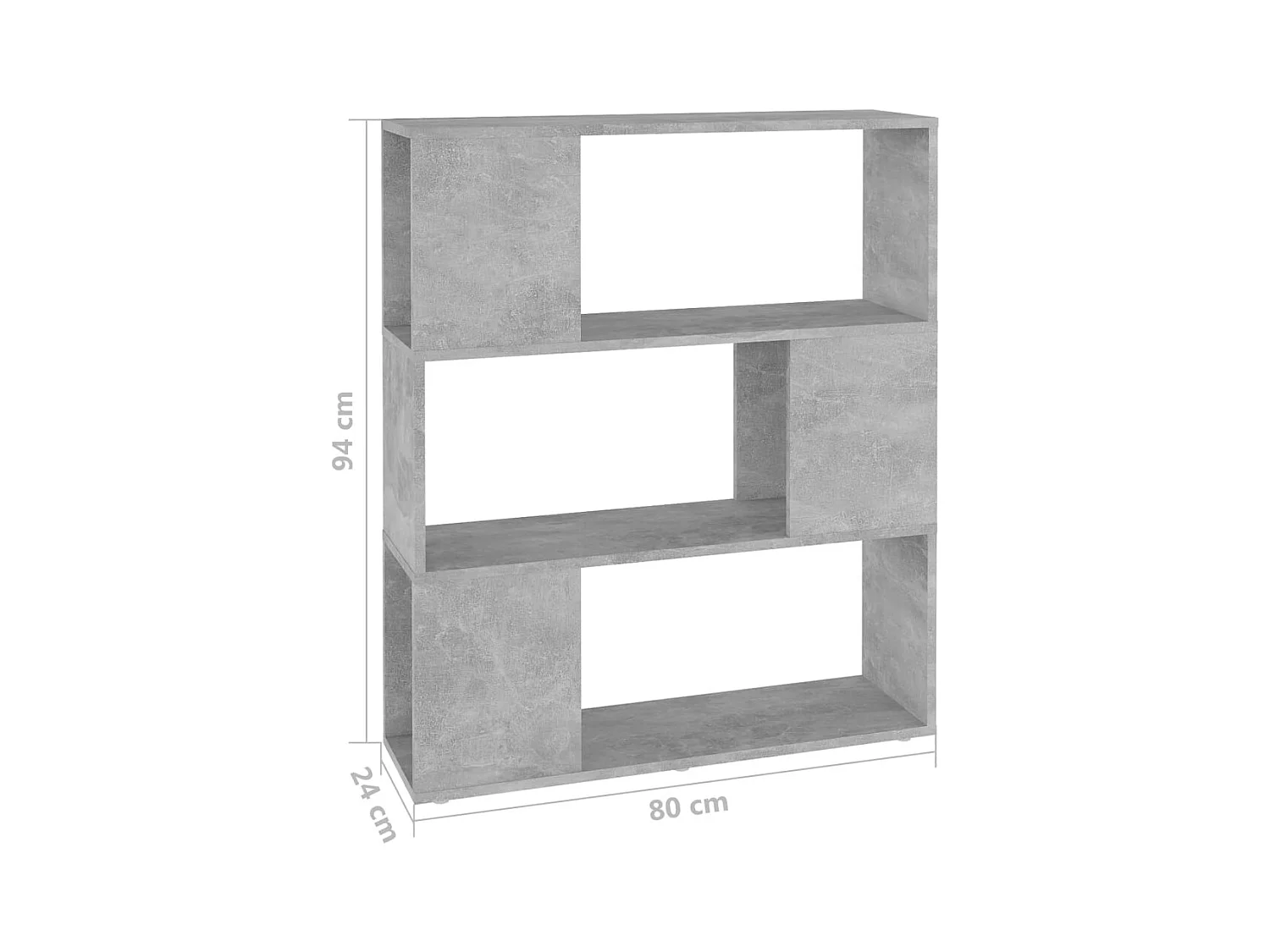 Bibliothèque/Séparateur de pièce Gris béton 80x24x94 cm