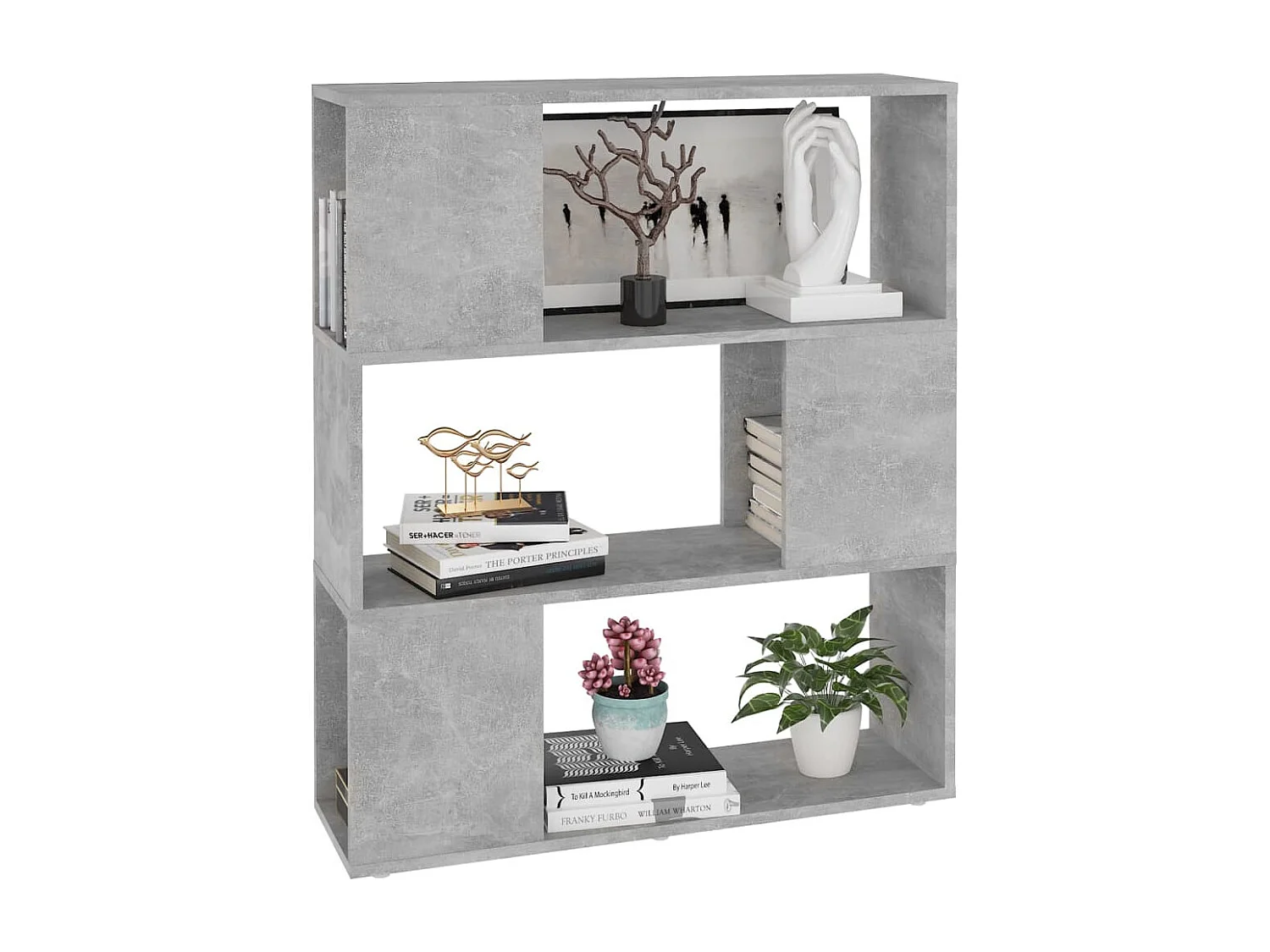 Bibliothèque/Séparateur de pièce Gris béton 80x24x94 cm