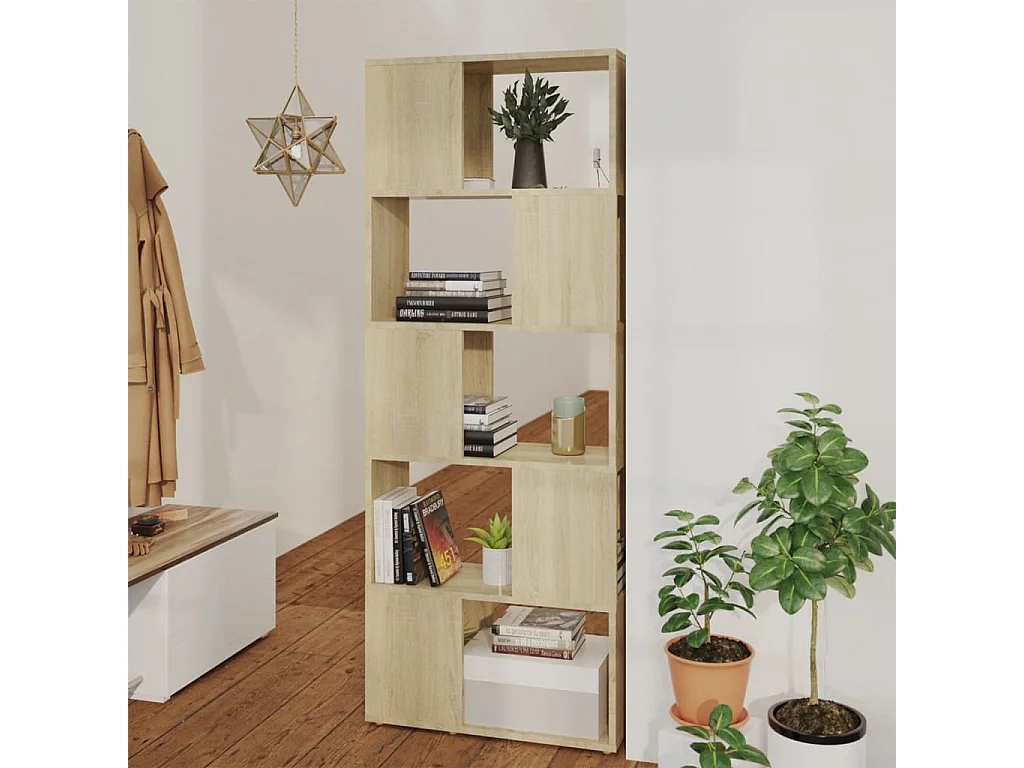 Estantería divisor de espacios roble Sonoma 60x24x155 cm