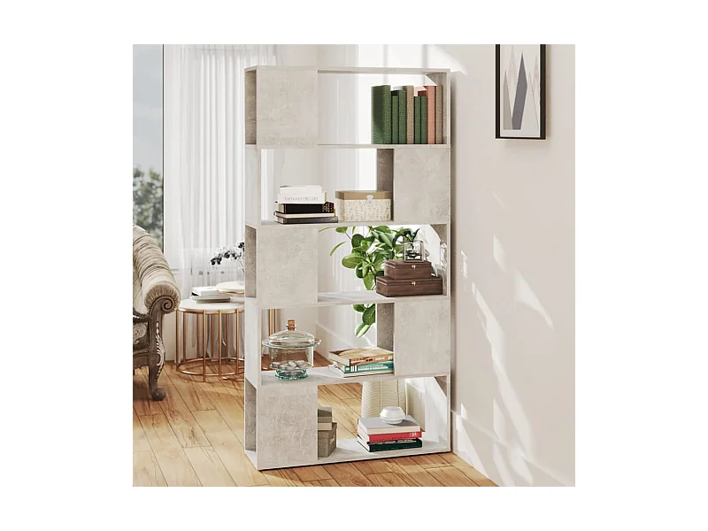 Librería separador contrachapada gris hormigón 80x24x155 cm