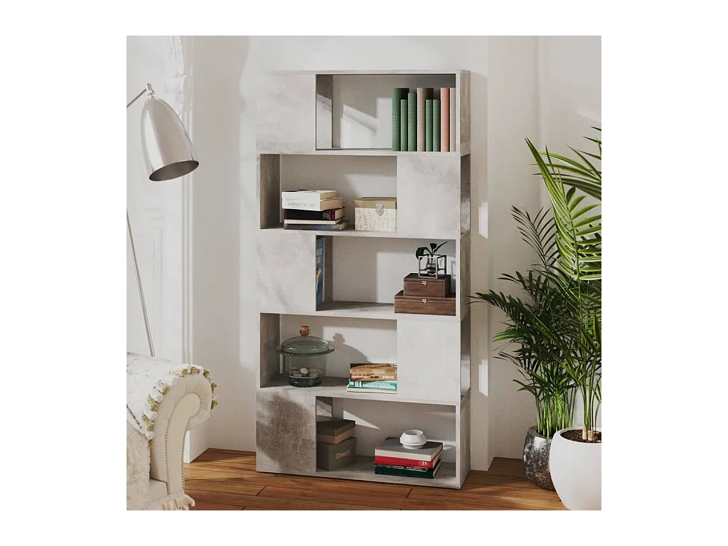 Bibliothèque de séparation Gris béton 80x24x155 cm