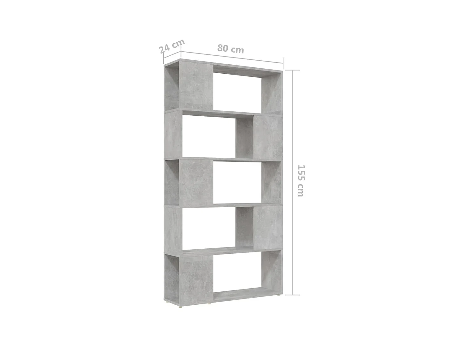 Bibliothèque de séparation Gris béton 80x24x155 cm