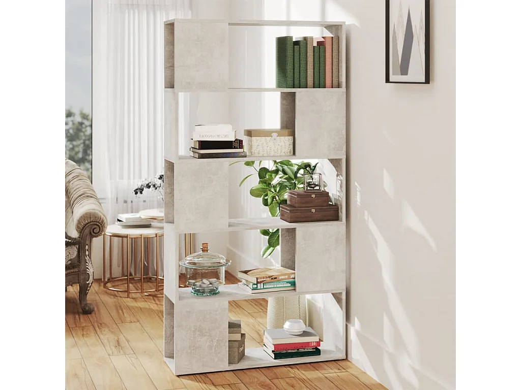 Boekenkast/kamerscherm 80x24x155 cm bewerkt hout betongrijs