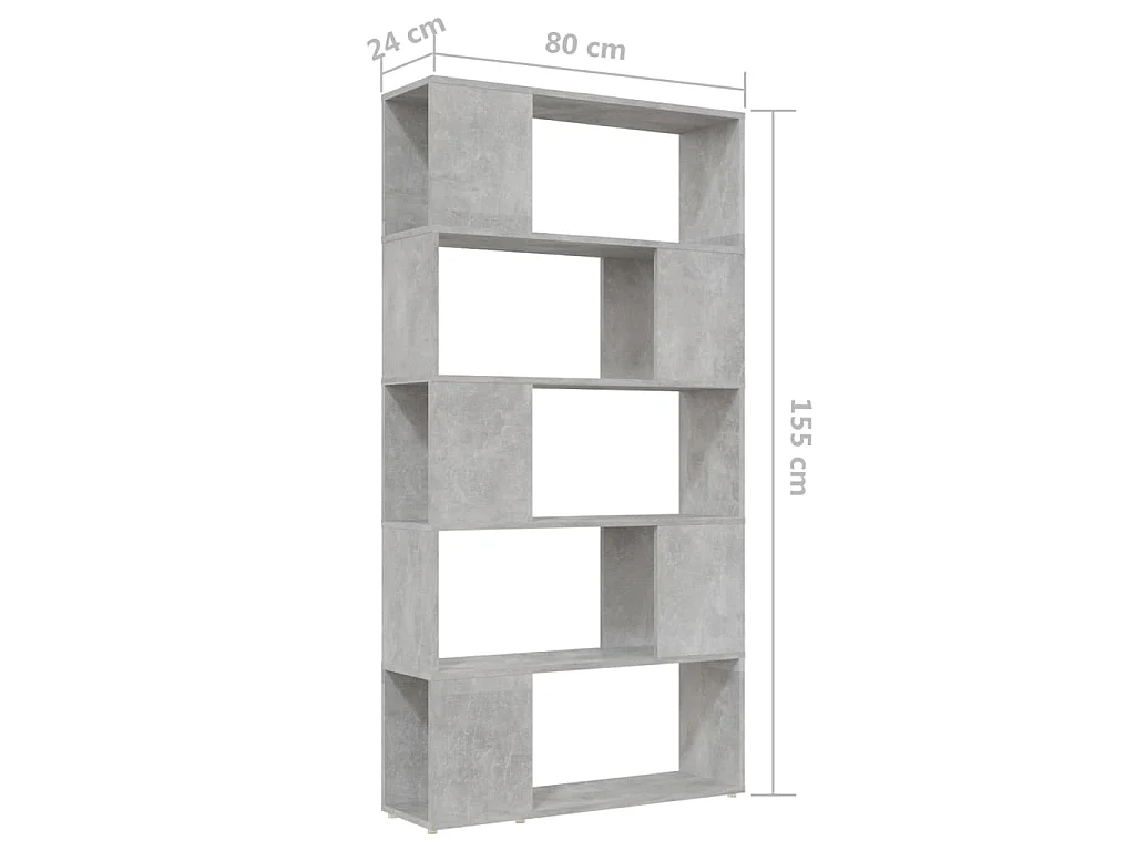 Boekenkast/kamerscherm 80x24x155 cm bewerkt hout betongrijs