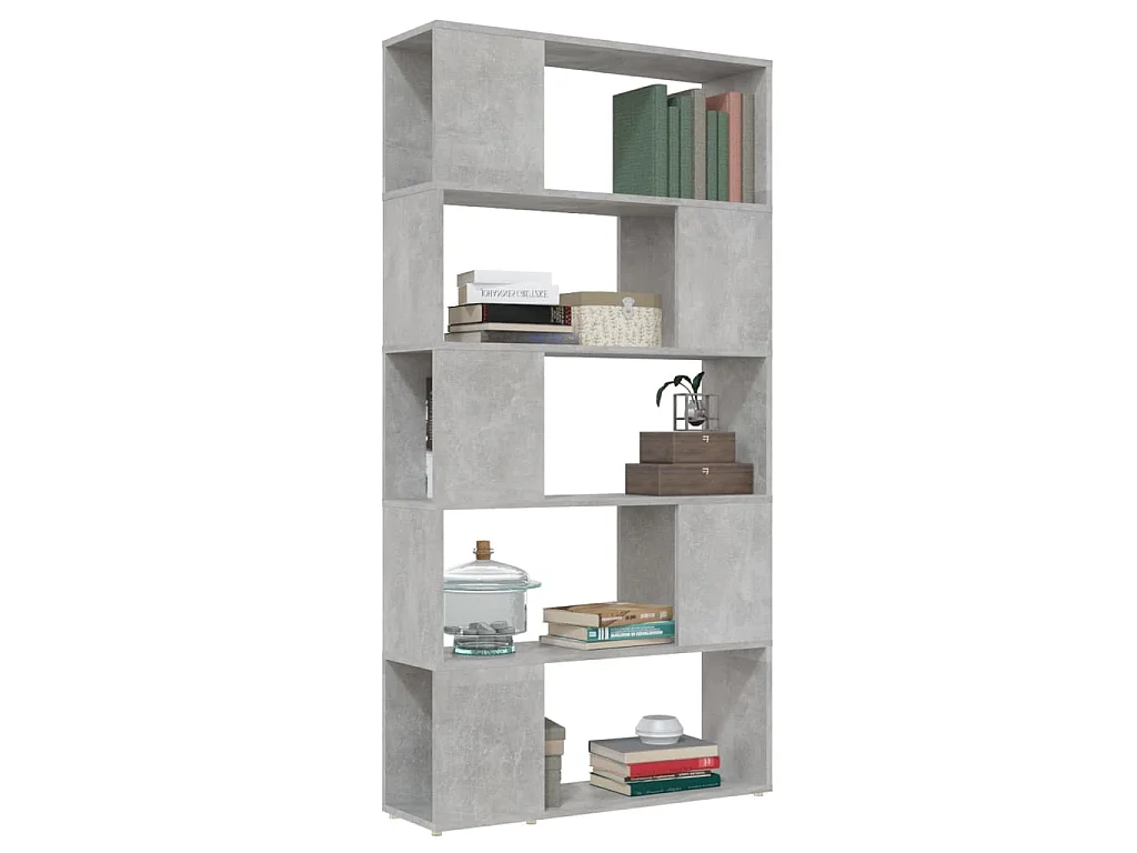 Boekenkast/kamerscherm 80x24x155 cm bewerkt hout betongrijs