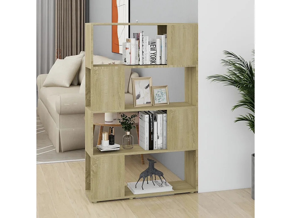 Boekenkast/kamerscherm 80x24x124,5 cm bewerkt hout sonoma eiken