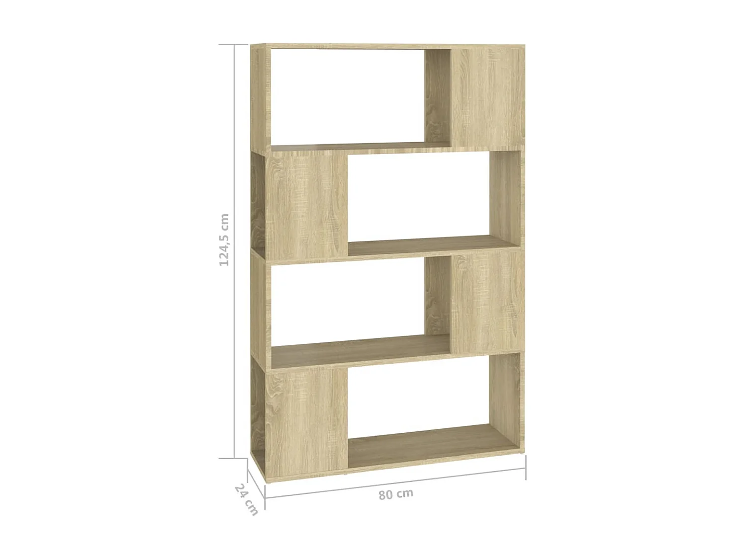Boekenkast/kamerscherm 80x24x124,5 cm bewerkt hout sonoma eiken
