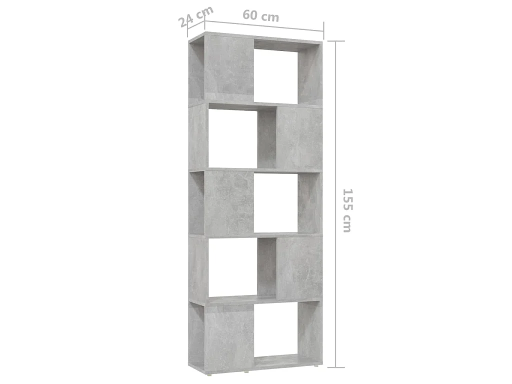 Bibliothèque/Séparateur de pièce Gris béton 60x24x155 cm